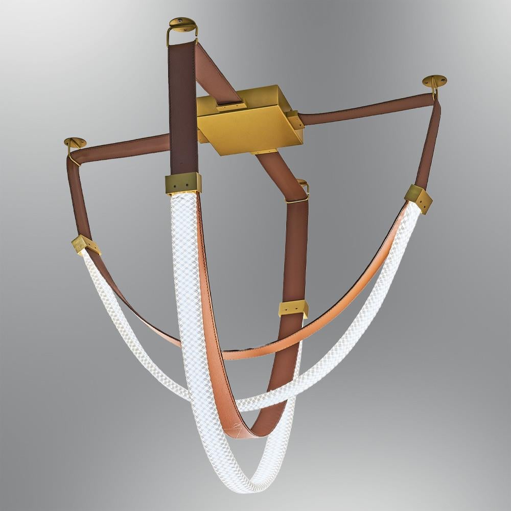 Metal İkili Göbekli Sarkıt Avize 75 cm — görsel 2