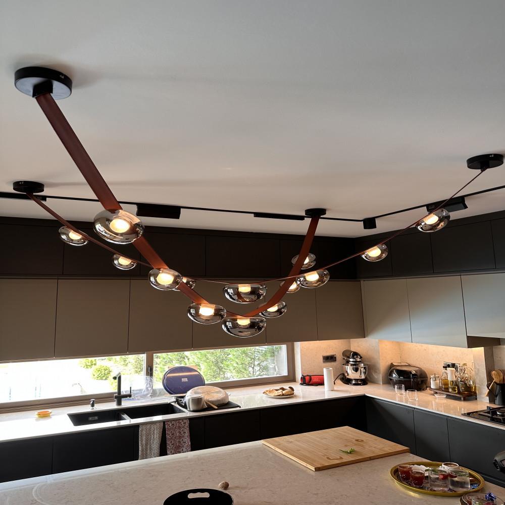 Single Metal Belt 7 Pendant Chandelier 90 cm Tekli Metal Kemer 7 Sarkıt Avize 90 cm
