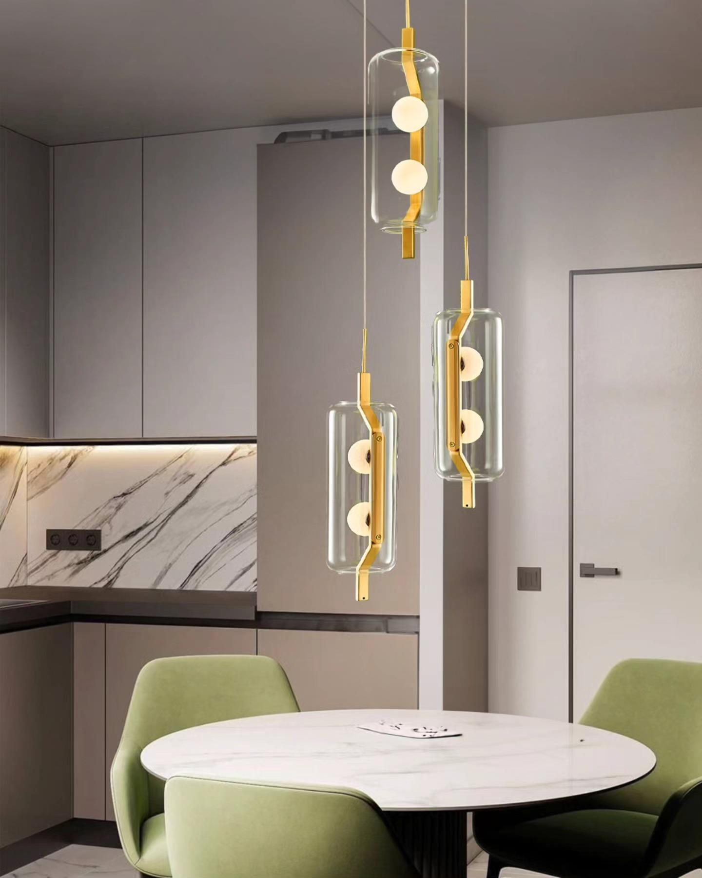 Metal Ponni Sarı Sarkıt Avize 120 cm (3436-3A-03)