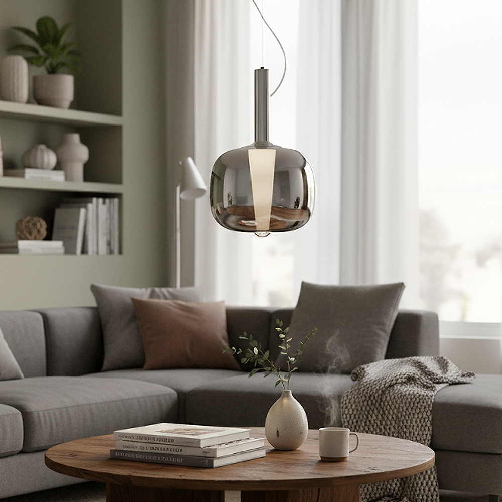 Tekli Metal Shine Krom Sarkıt Avize 28 cm — görsel 5
