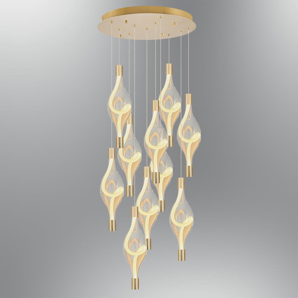 10'li Metal Hare SARI Sarkıt Avize 150 cm