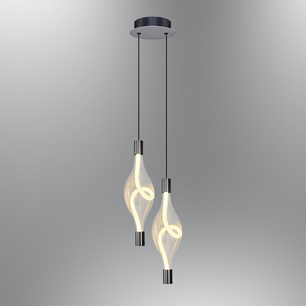 2'li Metal Hare PLATİN Sarkıt Avize 120 cm