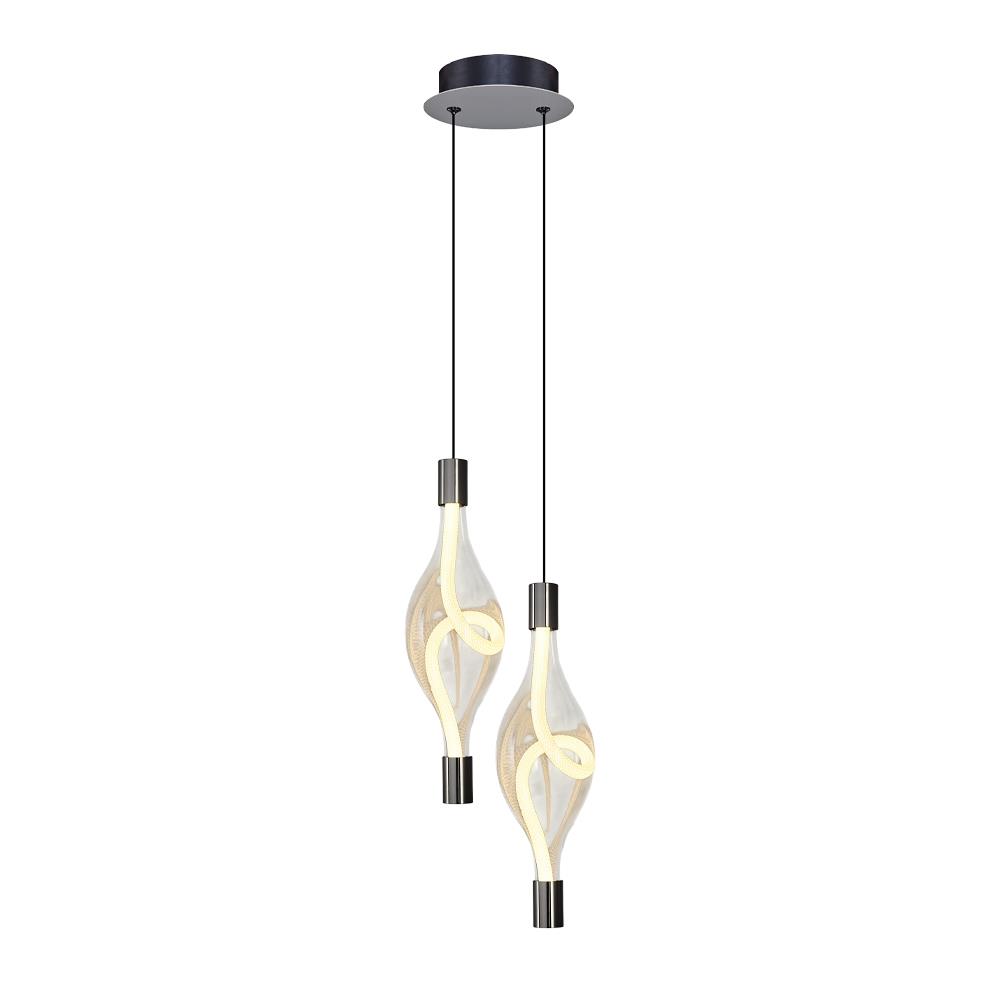 2'li Metal Hare PLATİN Sarkıt Avize 120 cm