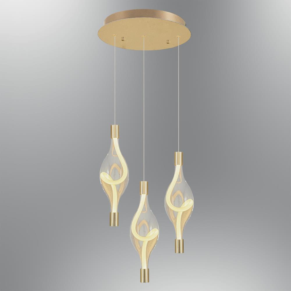3'li Metal Hare SARI Sarkıt Avize 120 cm