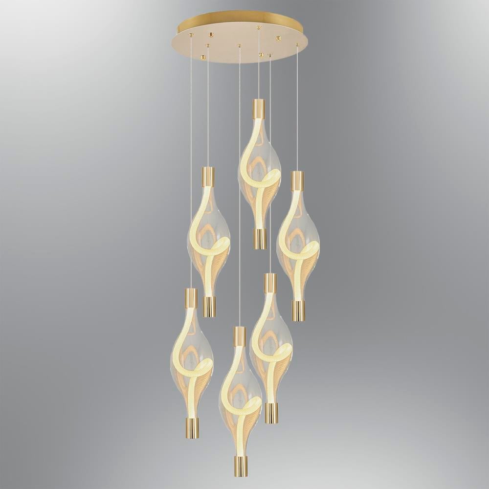 6'li Metal Hare SARI Sarkıt Avize 120 cm