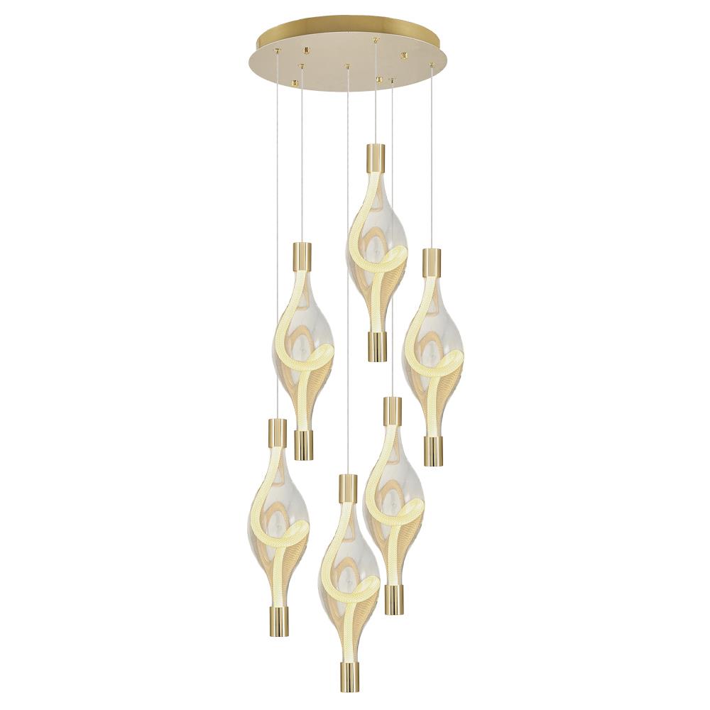 6'li Metal Hare SARI Sarkıt Avize 120 cm