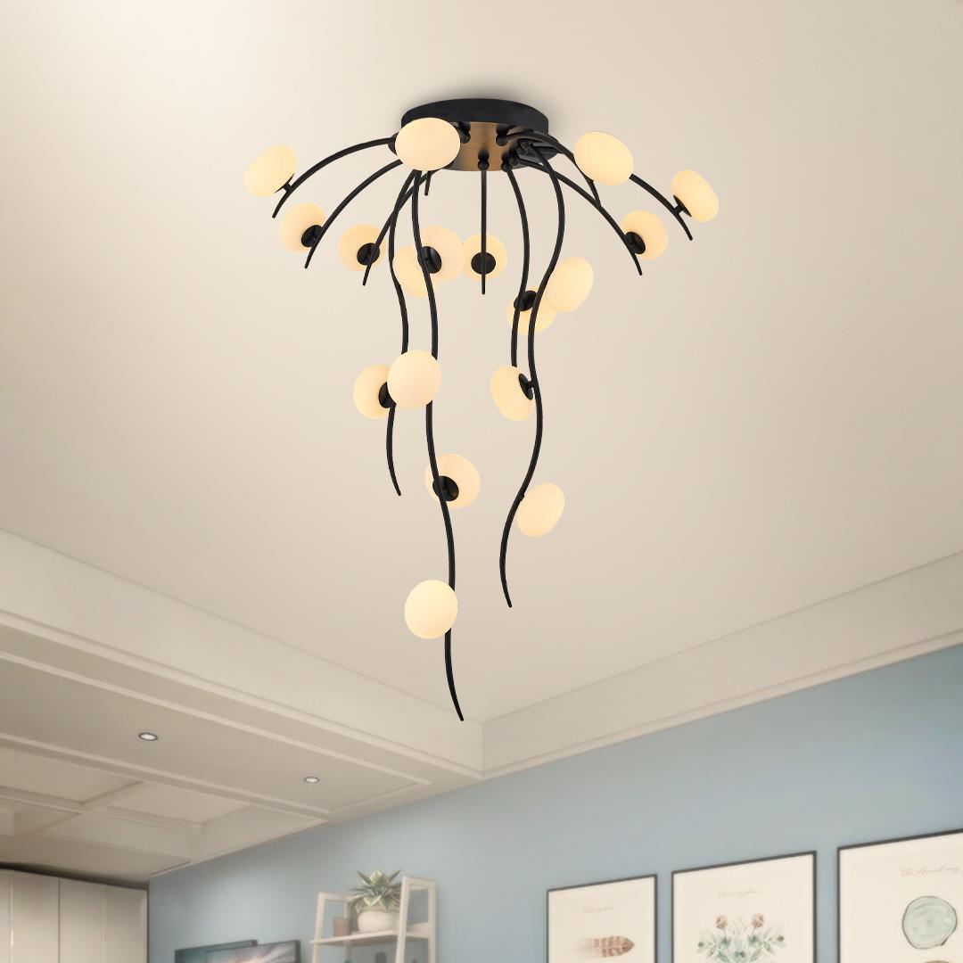 Black Metal Horne 18 Ceiling Light 95 cm Siyah Metal Horne 18 Plafonyer 95 cm