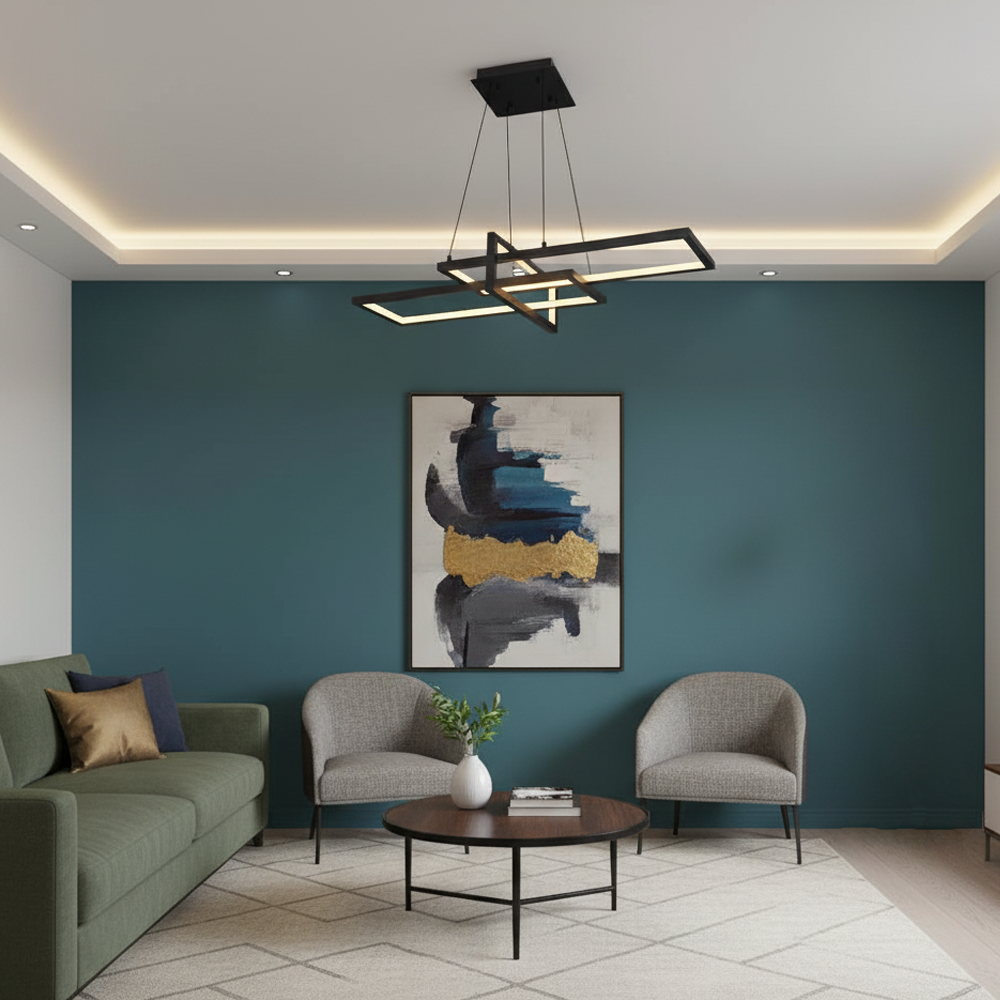Eskitme Metal Square Yatay Sarkıt Avize 90 cm