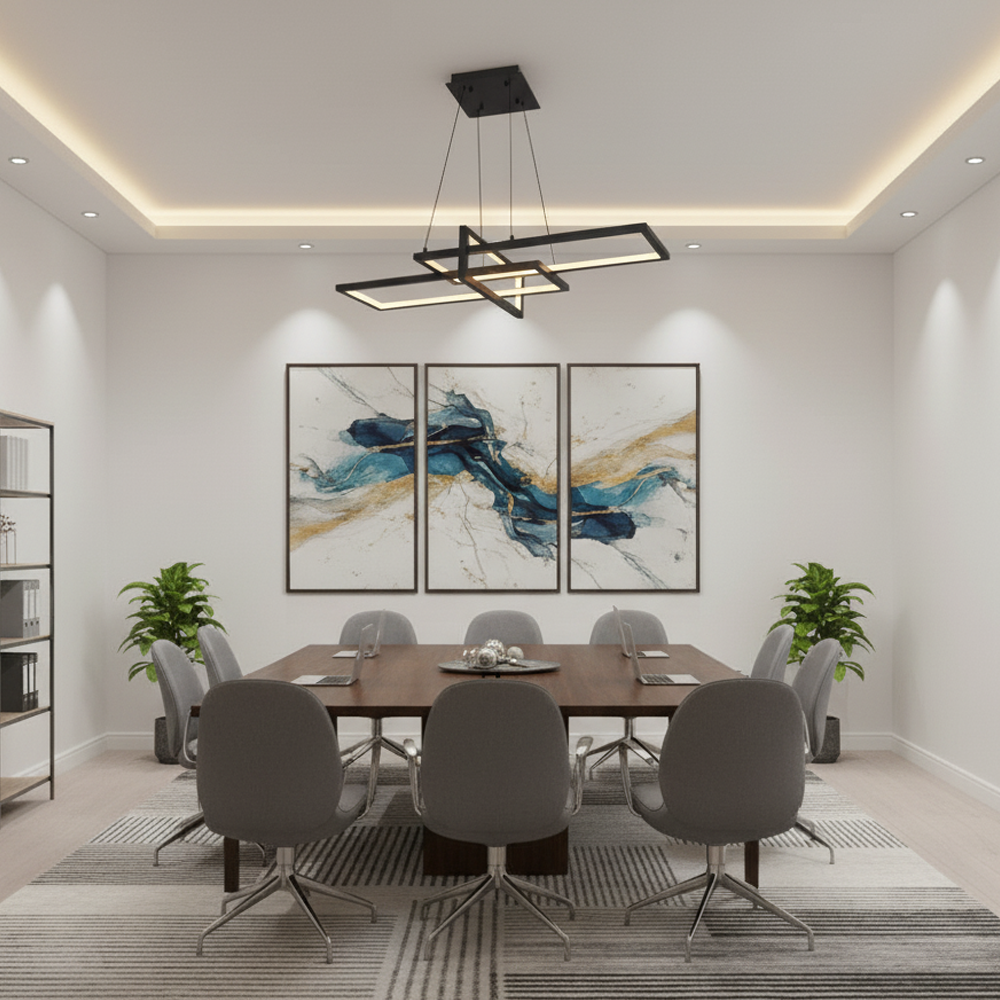 Eskitme Metal Square Yatay Sarkıt Avize 90 cm — görsel 3