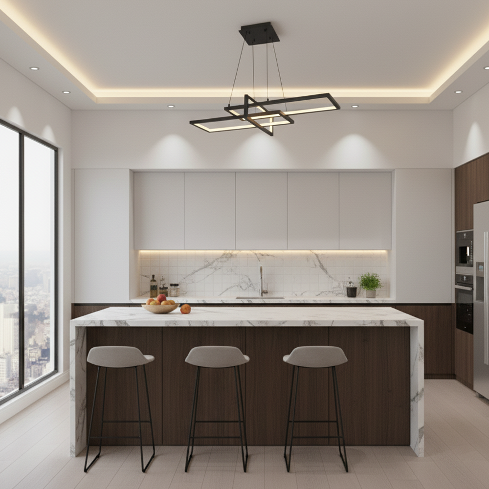 Eskitme Metal Square Yatay Sarkıt Avize 90 cm — görsel 8