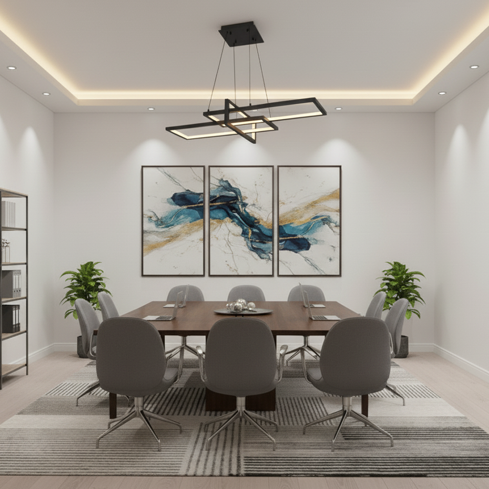 Eskitme Metal Square Yatay Sarkıt Avize 90 cm — görsel 9