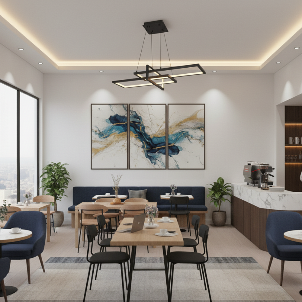 Eskitme Metal Square Yatay Sarkıt Avize 90 cm — görsel 10