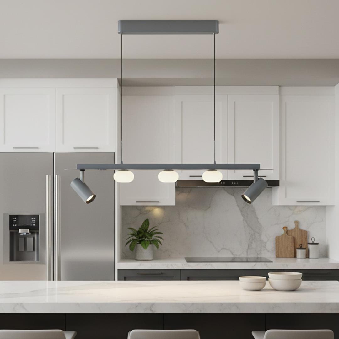 Gri Metal Sıralı 3 Sarkıt Avize 90 cm