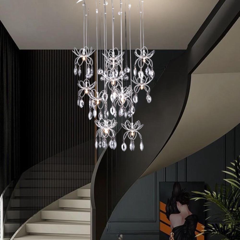 Chrom Metall Rubin Pendelleuchte Kronleuchter 120 cm 13fach Chrom Metall Rubin Pendelleuchte Kronleuchter 120 cm 13fach