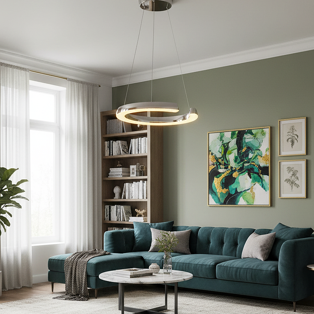 Tekli Ring Krom Sarkıt Avize 120 cm