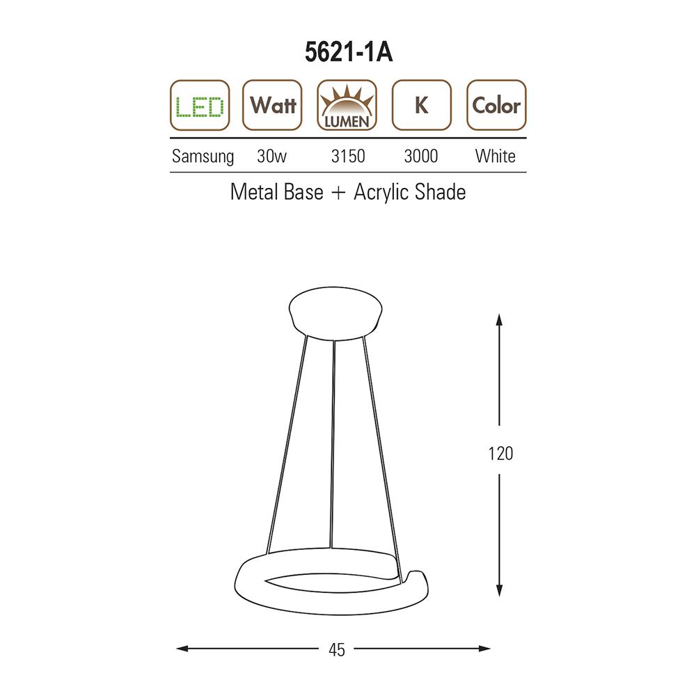 Tekli Ring Krom Sarkıt Avize 120 cm — görsel 3