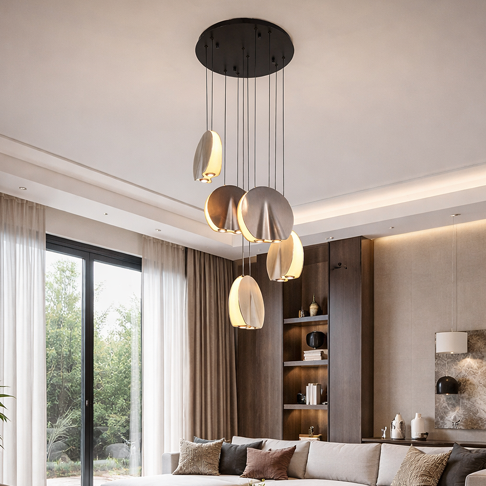 5'li Metal Oyster Mixed Sarkıt Avize 120 cm