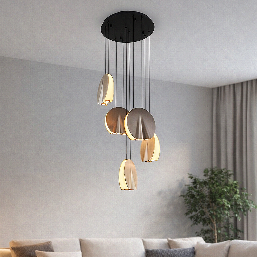 5'li Metal Oyster Mixed Sarkıt Avize 120 cm