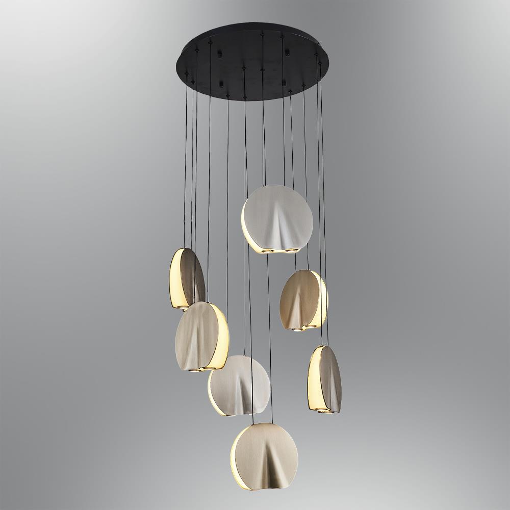 7'li Metal Oyster Mixed Sarkıt Avize 120 cm