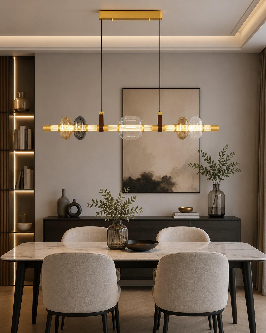 Metal Anisa Sıralı Sarkıt Avize 115 cm