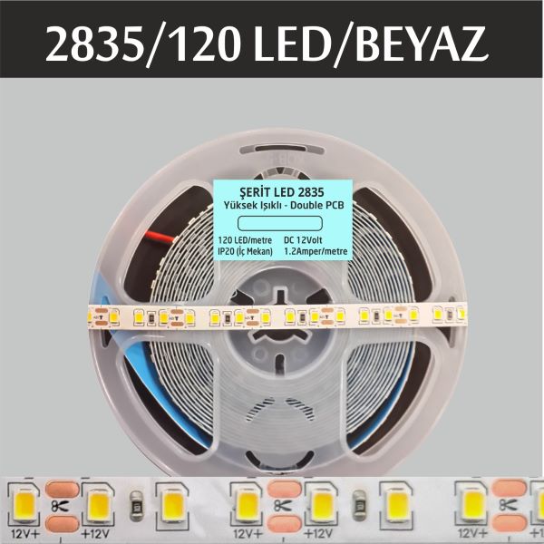 Şerit LED 12V — Kesilebilir Gizli Işık Bandı, 5 Metre — Beyaz · 120 2835 Şerit LED 12V — Kesilebilir Gizli Işık Bandı, 5 Metre — Beyaz · 120 2835