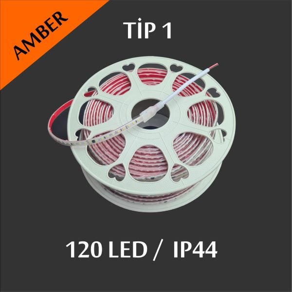Şerit LED 220V — Doğrudan Şebekeye Bağlanan Hortum Şerit — Tip 1 · Amber Şerit LED 220V — Doğrudan Şebekeye Bağlanan Hortum Şerit — Tip 1 · Amber