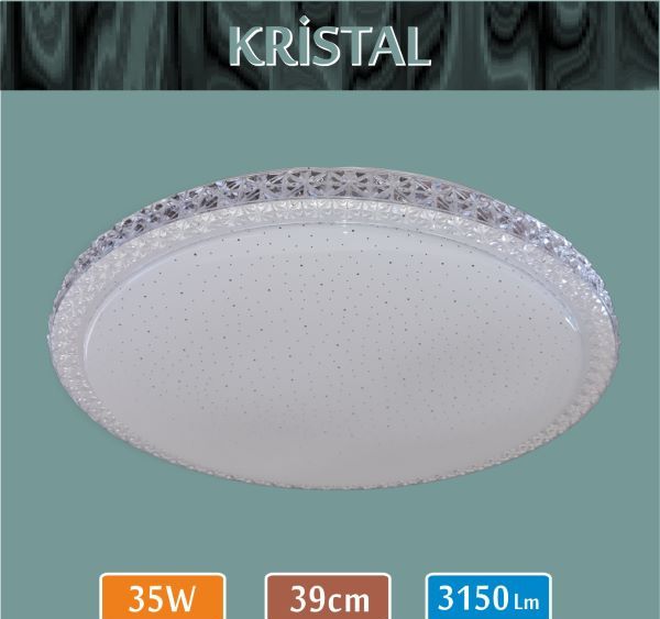 Sıva Üstü Yuvarlak LED Panel 35W — 39 cm, 3150 Lümen — Kristal Sıva Üstü Yuvarlak LED Panel 35W — 39 cm, 3150 Lümen — Kristal