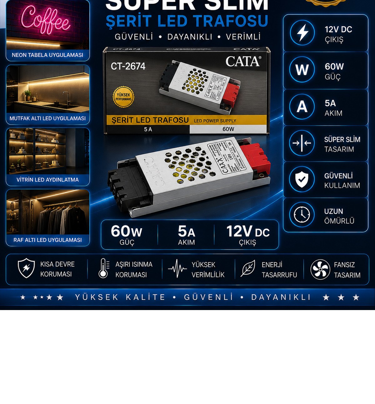 Super Slim Ruban LED Transformateur 60W 5A 12V Super Slim Ruban LED Transformateur 60W 5A 12V