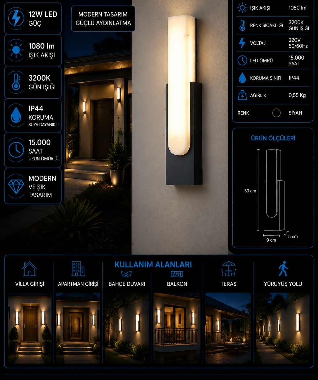 Hawai 12W LED Dış Mekan Aplik Hawai 12W LED Dış Mekan Aplik
