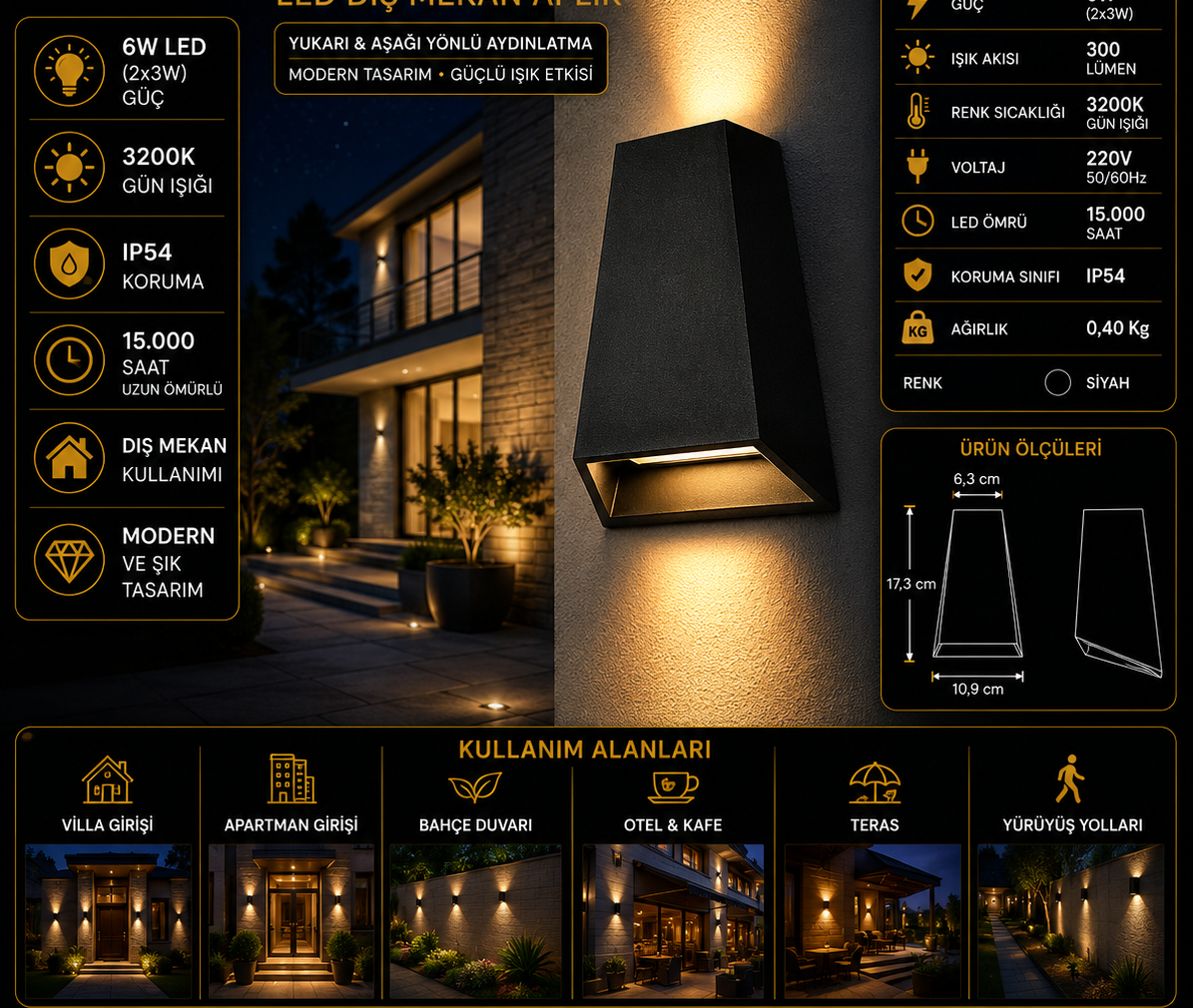 Malta 6W LED Dış Mekan Aplik Malta 6W LED Dış Mekan Aplik