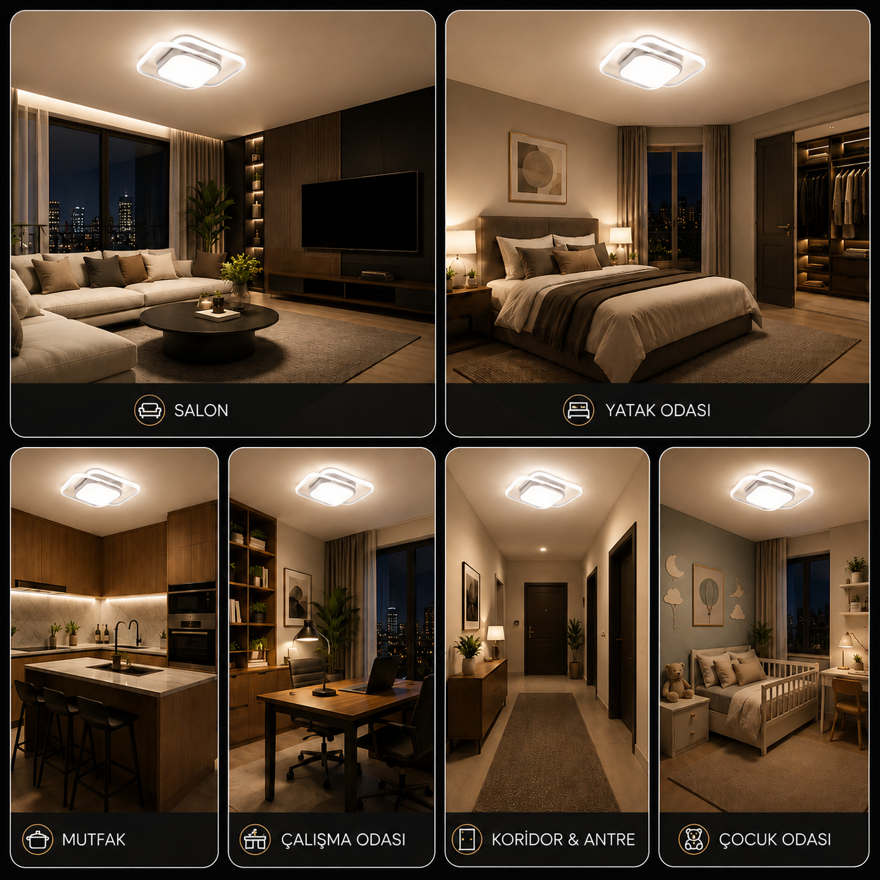 Deimos Dekoratif Kare Plafonyer LED Avize Aydınlatma 3 Renk Modlu Deimos Dekoratif Kare Plafonyer LED Avize Aydınlatma 3 Renk Modlu