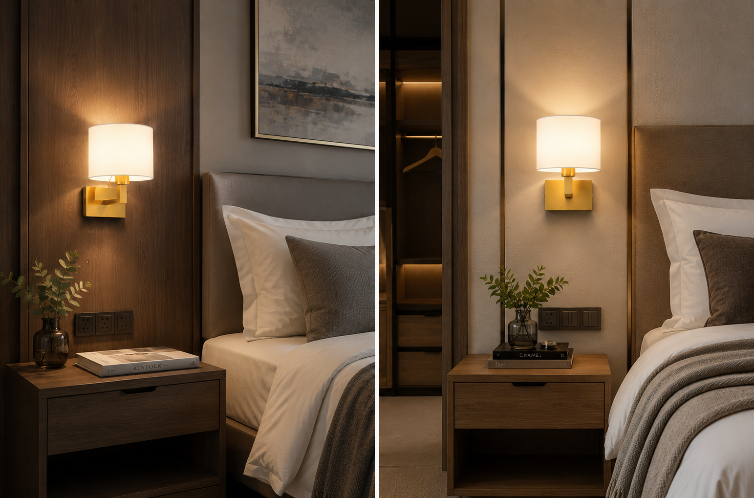 Monaco Otel Yatak Başı Apliği Kumaş Şapkalı Duvar Apliği E27 — görsel 5