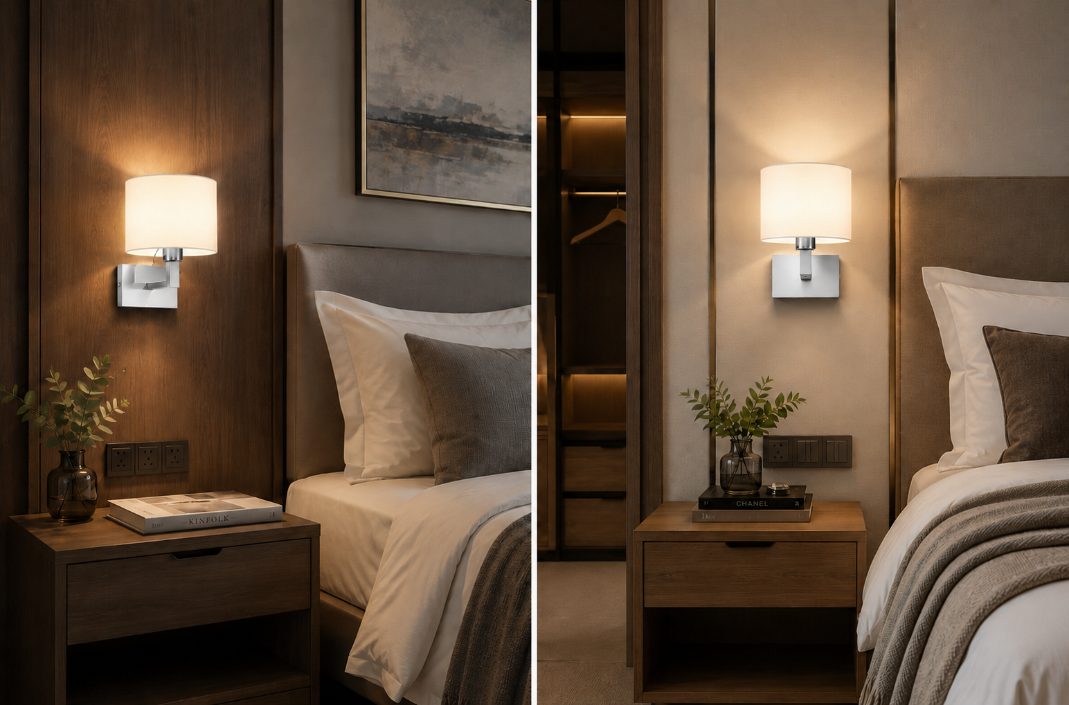 Monaco Otel Yatak Başı Apliği Kumaş Şapkalı Duvar Apliği E27 — görsel 6