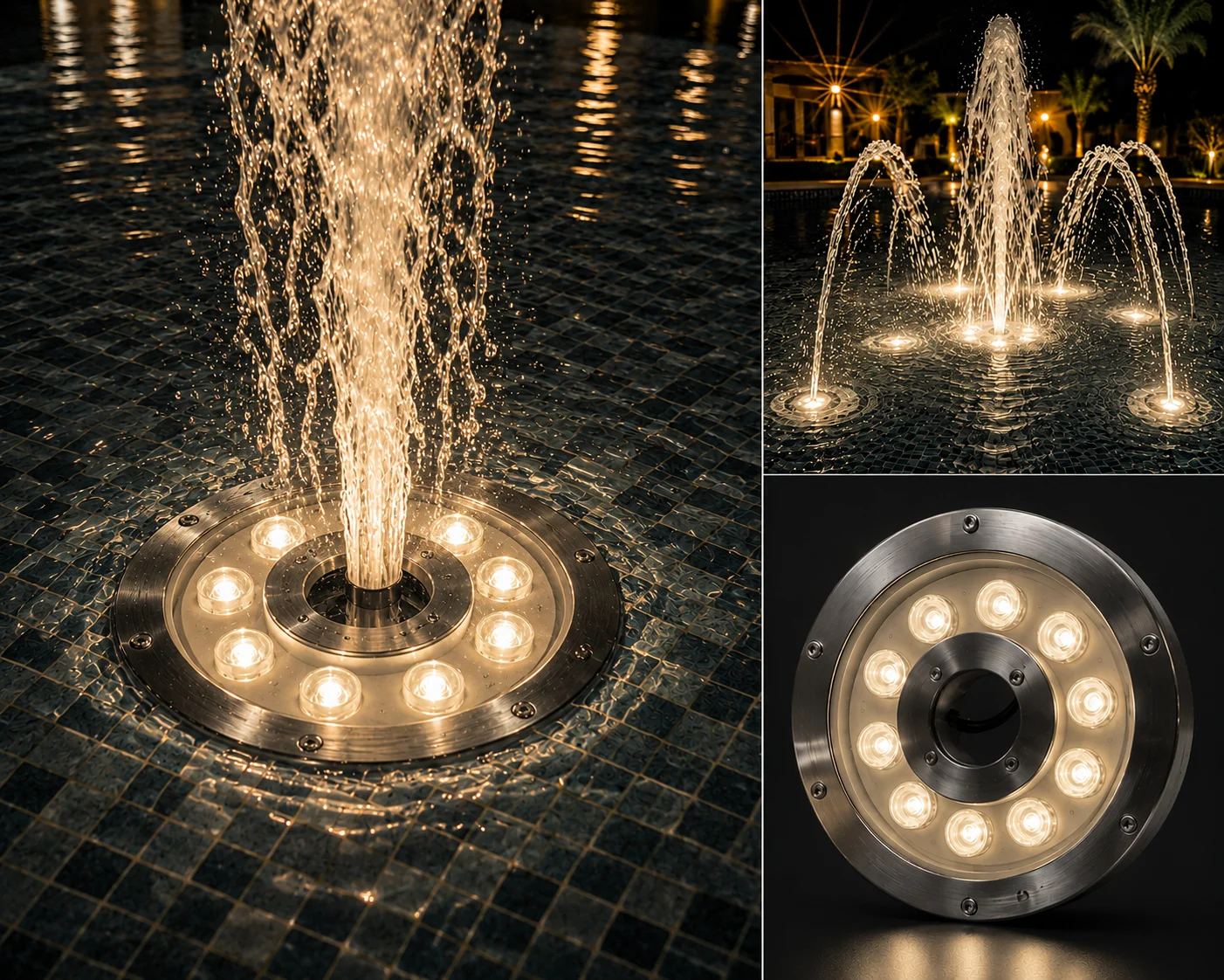 Inox Acier Fontaine Compatible LED Piscine Lampe 9W IP68 — Image 3