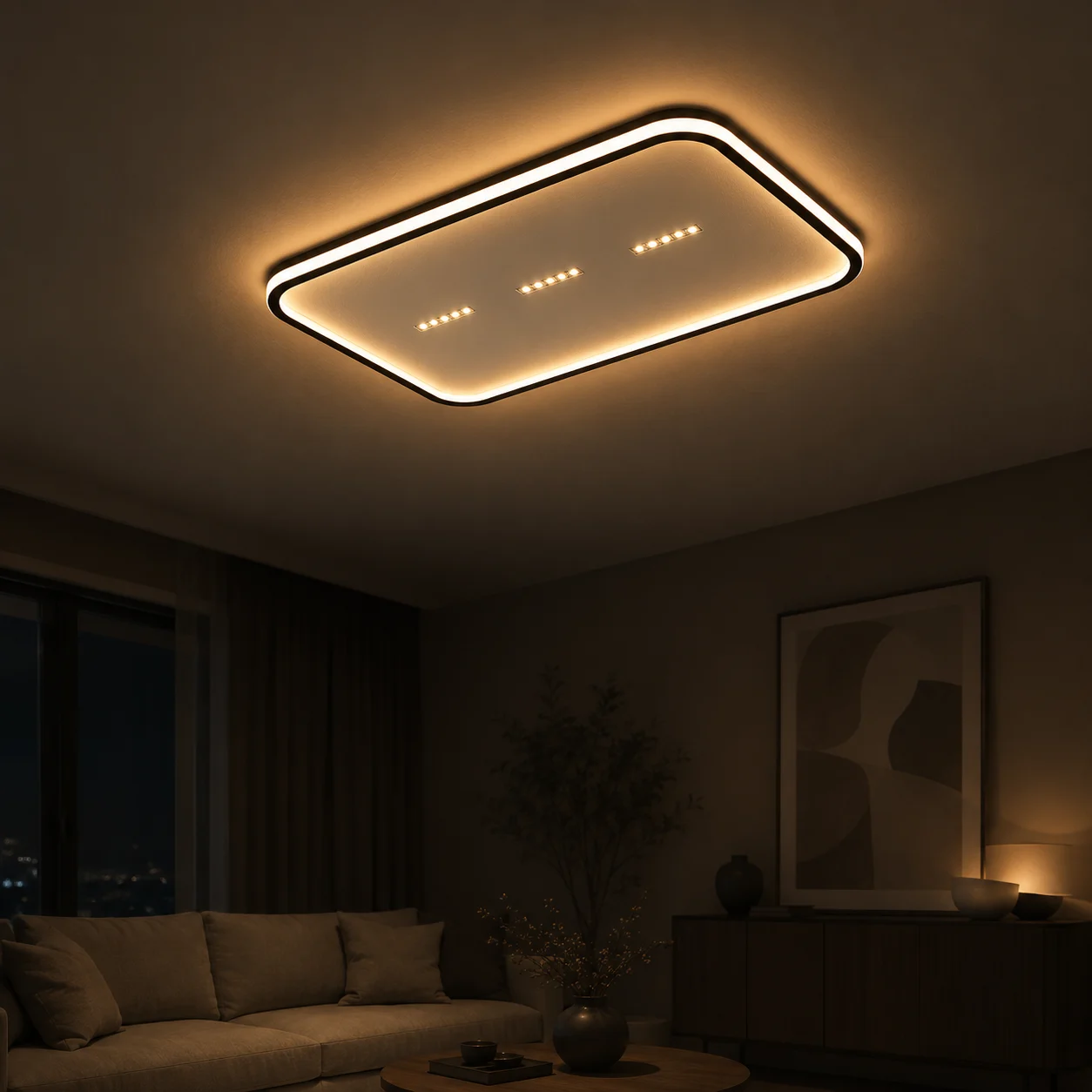 Lyron بعدسة مستطيل إضاءة سقفية LED ثريا إنارة 3 لون وضع Lyron بعدسة مستطيل إضاءة سقفية LED ثريا إنارة 3 لون وضع