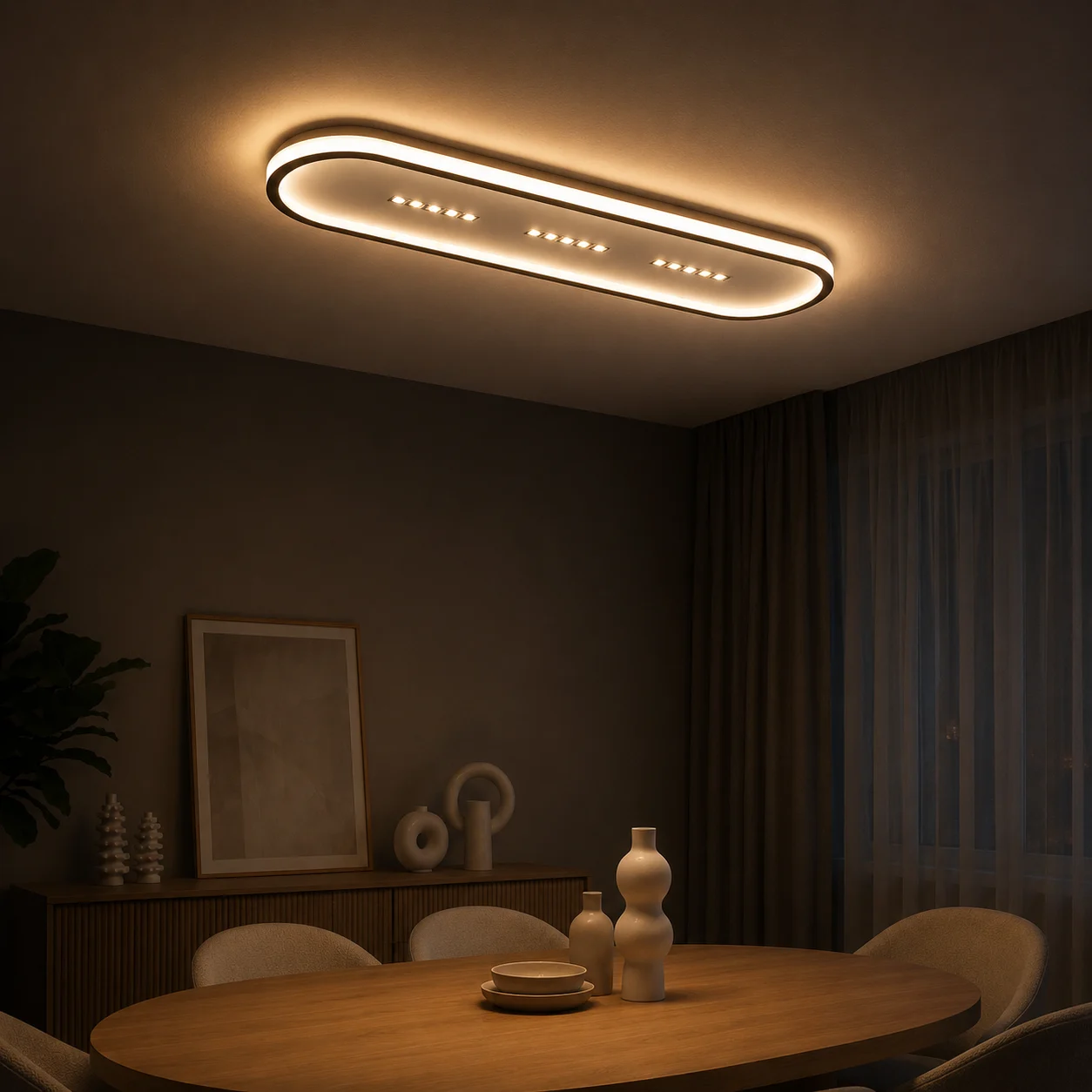 Elron mit Linse Oval Rechteckig Deckenleuchte LED Kronleuchter Beleuchtung 3 Farbe Modus Elron mit Linse Oval Rechteckig Deckenleuchte LED Kronleuchter Beleuchtung 3 Farbe Modus