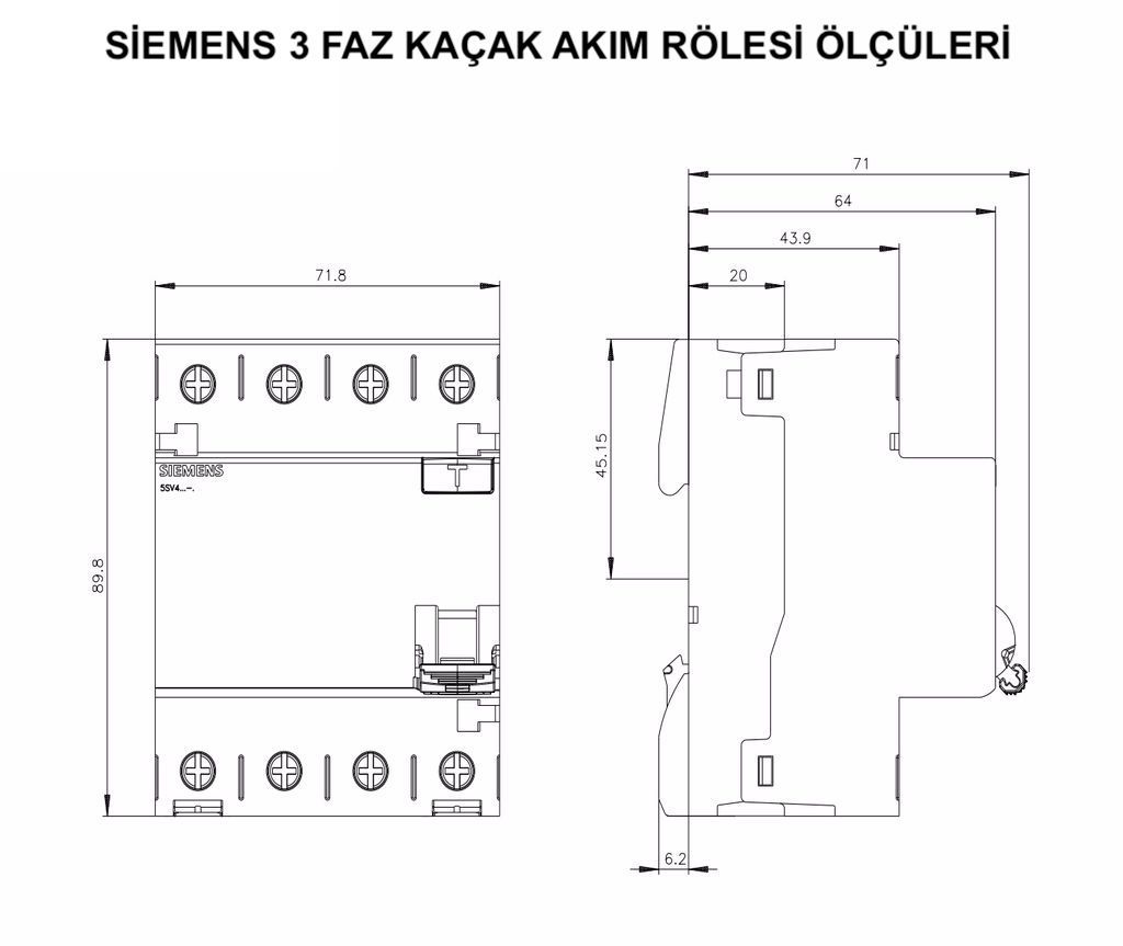 3x63A 30mA Fehlerstromschutzschalter