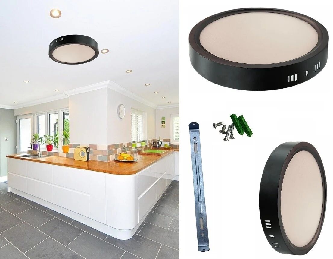 18W Sıva Üstü Yuvarlak LED Panel Aydınlatma Siyah Kasa 18W Sıva Üstü Yuvarlak LED Panel Aydınlatma Siyah Kasa