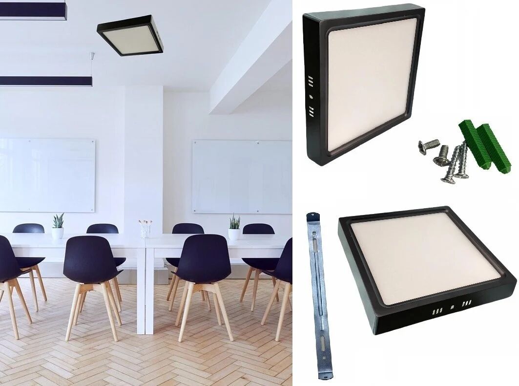 18W Sıva Üstü Kare LED Panel Aydınlatma Siyah Kasa 18W Sıva Üstü Kare LED Panel Aydınlatma Siyah Kasa