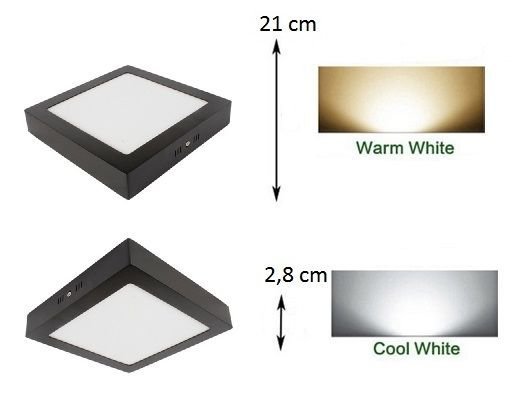 18W Sıva Üstü Kare LED Panel Aydınlatma Siyah Kasa 18W Sıva Üstü Kare LED Panel Aydınlatma Siyah Kasa