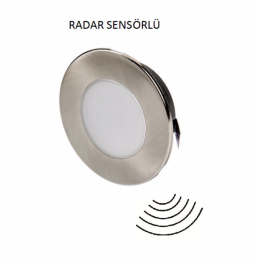 1,5W Sensörlü Koridor Armatürü Satin Kasa Yuvarlak 1,5W Sensörlü Koridor Armatürü Satin Kasa Yuvarlak