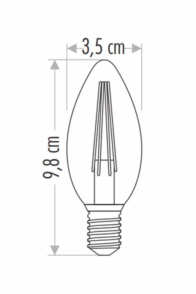 4W Рустикальная Филаментная Свеча LED Лампа 35x98 mm — Изображение 4
