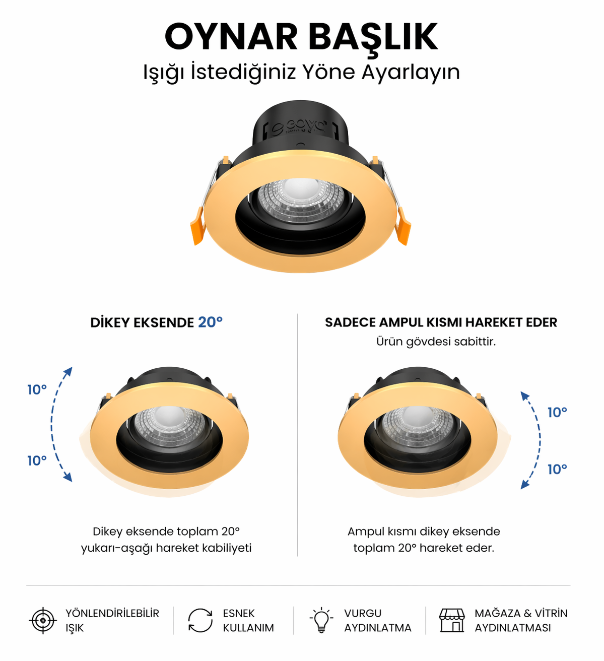 8W Yuvarlak Dimlenebilir LED Spot Armatür 10x5,5 cm — görsel 6