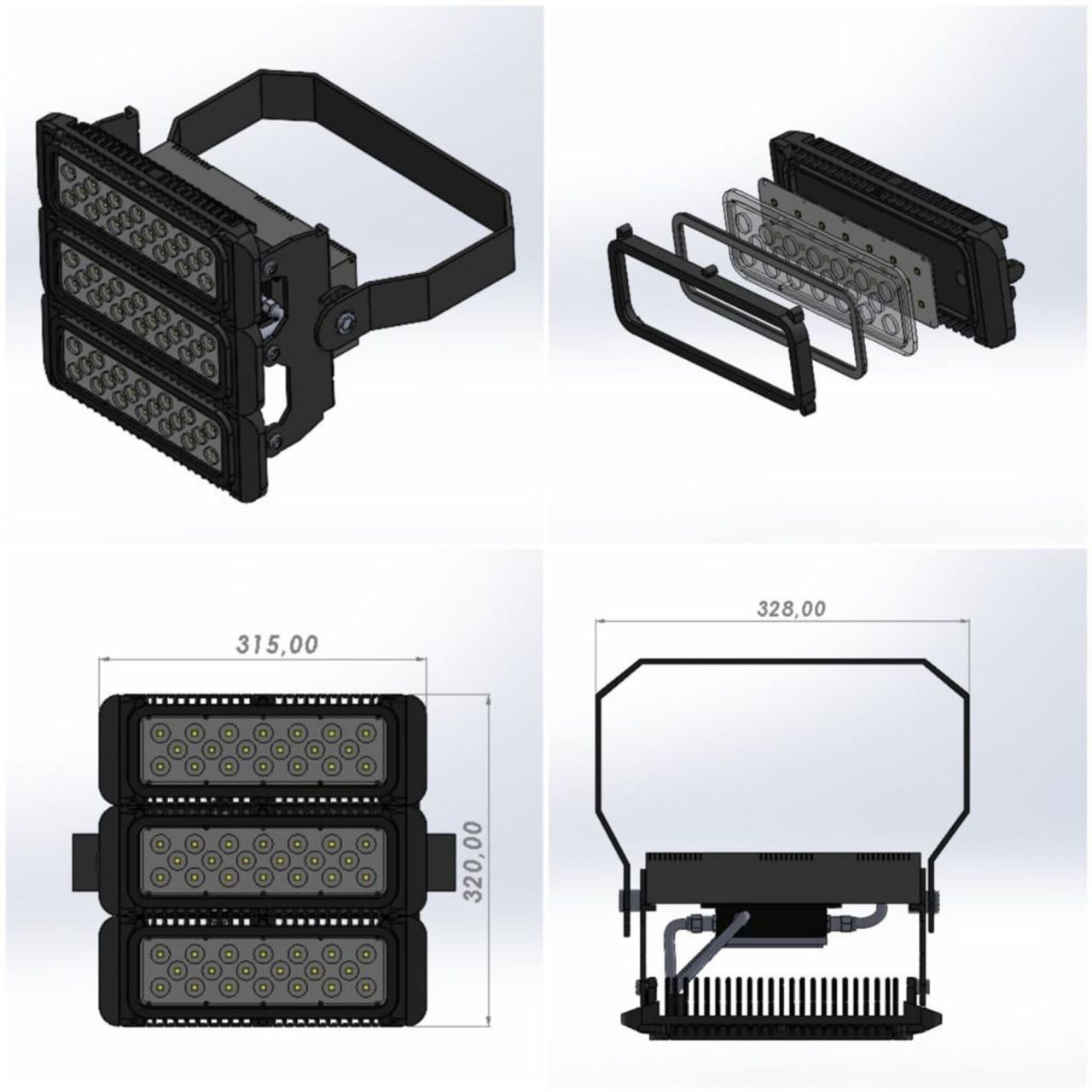 300W LED Projektör Fabrika ve Stadyum Armatürü