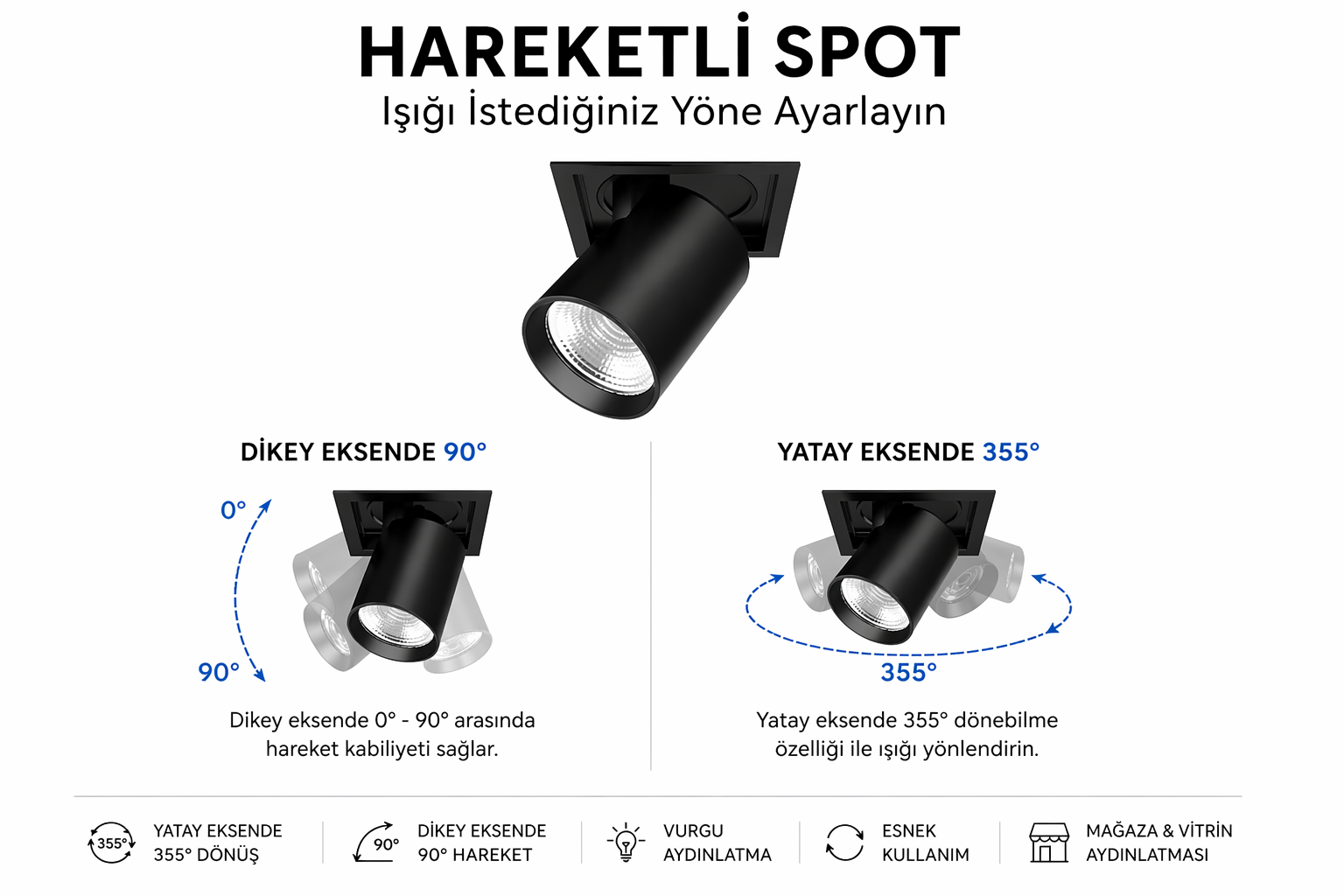36W Yuvarlak COB LED Spot Mağaza Armatürü 36W Yuvarlak COB LED Spot Mağaza Armatürü