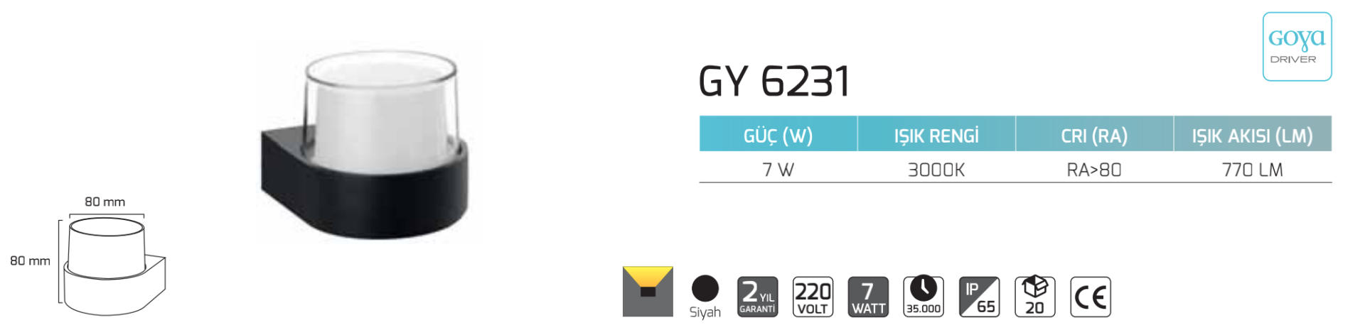 7W Dış Mekan Dekoratif LED Duvar Aplik 8x8 cm