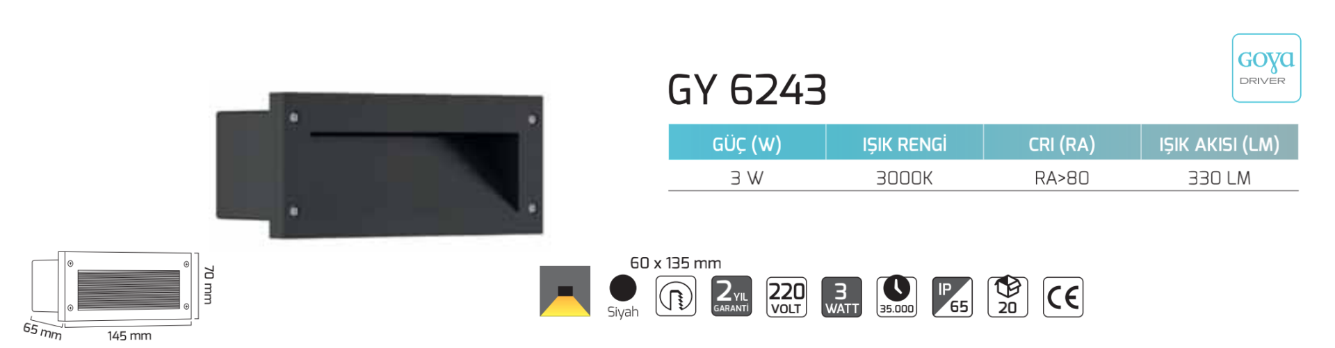 3W Dış Mekan Dekoratif LED Duvar Aplik 14,5x7x6,5 cm
