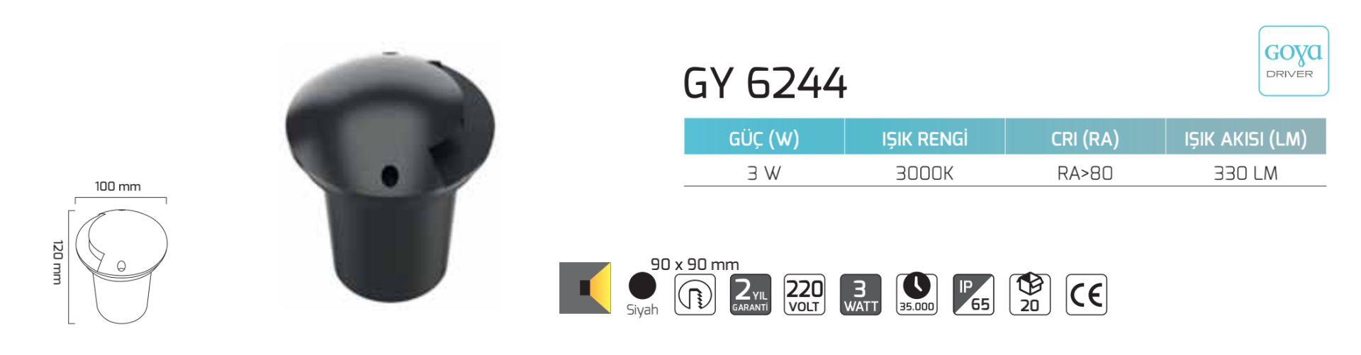 3W Dış Mekan Dekoratif LED Duvar Aplik 10x12 cm (GY6244)