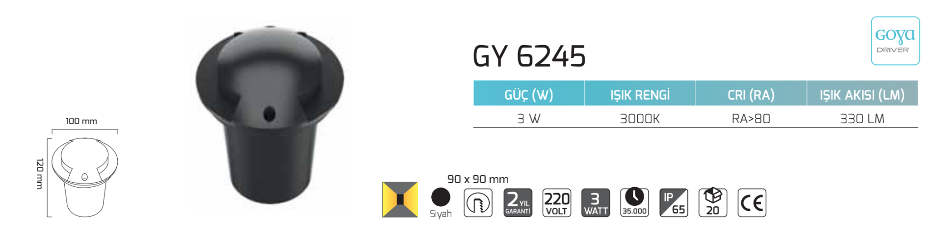 3W Dış Mekan Dekoratif LED Duvar Aplik 10x12 cm (GY6245)