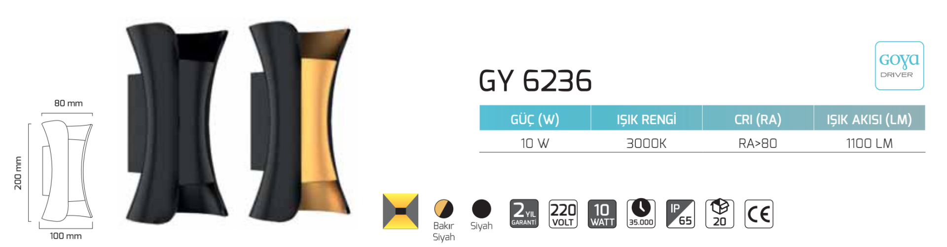 10W Dış Mekan Dekoratif LED Duvar Aplik 10x20x8 cm — görsel 4